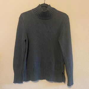 J Crew Sweater Women S Gray Cotton Long Sleeve Mock Neck Heavyweight Fisherman